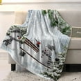 thumbnail image 3 of Merry Christmas Throw Blankets, Xmas Snowman Snowy Pine Tree Soft Fleece Blanket Decorative for Home Sofa Couch Chair Living Bedroom,60x80 Inches, Blue Winter, 3 of 6