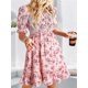 thumbnail image 4 of Vestido Informal de Verano para Mujer, Corta, Cuello Cuadrado, Fruncido, Estilo Bohemio, Floral, Minivestido Fluido de Corte A Rosa XXL, 4 of 8
