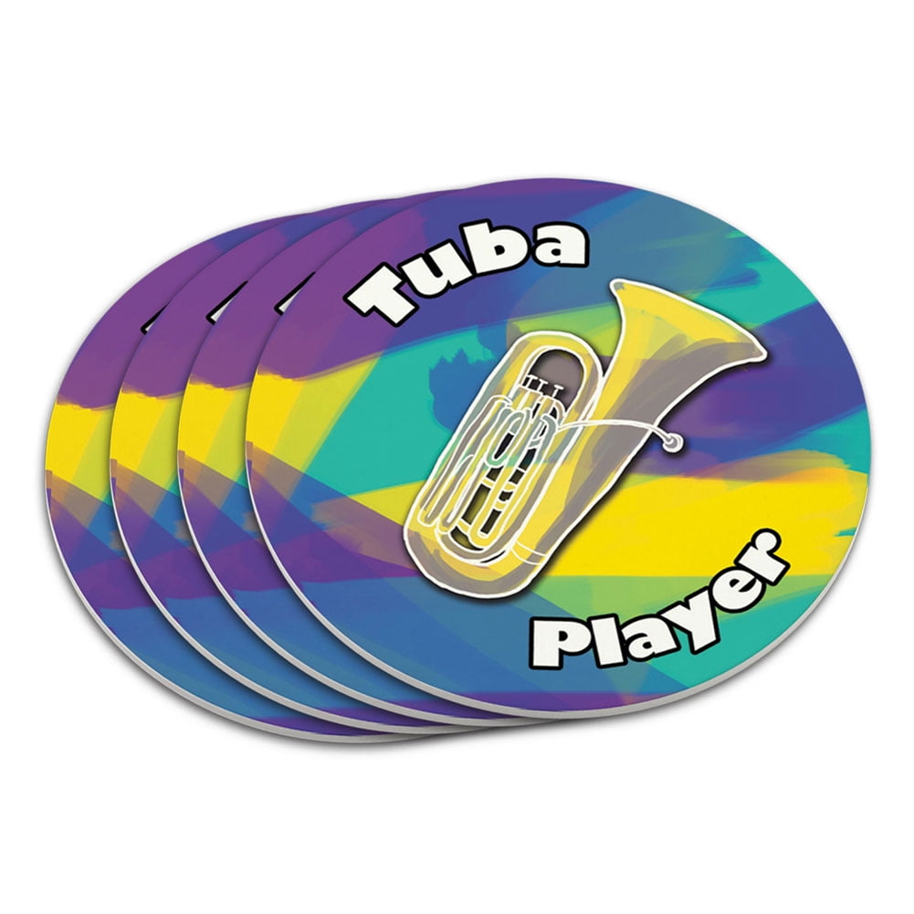 Tuba Player Band Instrument Brass Coaster Set