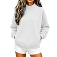 thumbnail image 6 of VJGBEGW Womens Mock Neck Sweatshirt Oversized Pullover Fall Fashion Long Sleeve Tops White M, 6 of 9