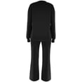 thumbnail image 4 of Unir Women Solid Loungewear 2 Piece Set, Crew Neck Loose Sweatshirt & Elastic Drawstring Wide Leg Pants Relaxed Home Wear True To Size, 4 of 7