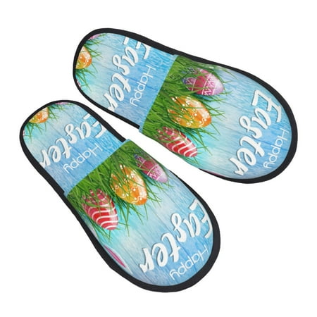 

Ocsxa Mens Womens Cozy Memory Foam Scuff Slippers Slip On Warm House Shoes Indoor/Outdoor-Happy Easter