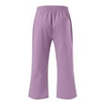 thumbnail image 3 of Tween Girls Trendy Clothes Summer Capri Pants for Girls High Waist Drawstring Elastic Cotton Linen Pants Straight Leg Cropped Trousers 12-14, 3 of 4