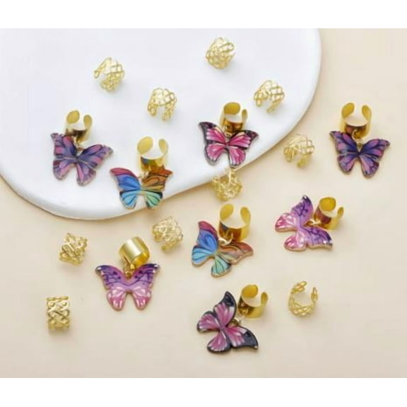 WEUVEB Butterfly Braid Hair Buckle Braids Hair Charms Assorted Color 8Set