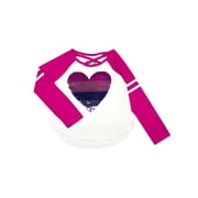 Heart Reversible Flip Sequin Long Sleeve Varsity Tee (Little Girls & Big Girls)