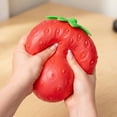 thumbnail image 4 of Strawberry Squishy Extra Large 5in Squeeze Giant Strawberry Slow Rising Stress Ball Realistic Fruit Squeeze Toy for Relief Adults Kids with a Box, 4 of 4