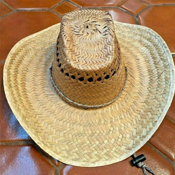 NATURAL Straw HAT Sombrero Summer BEACH Cowboy Western MADE IN MEXICO curved - New with box/tags