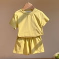thumbnail image 2 of yillto Girls Summer Outfits 2 Piece Sets Short Sleeve Crewneck Shirts Tops and Shorts with Pockets, 2 of 6