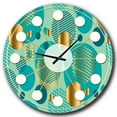 thumbnail image 1 of Designart 'Gold And Blue Dynamics Ii Horloge Murale Mid-Century Modern, 1 of 4