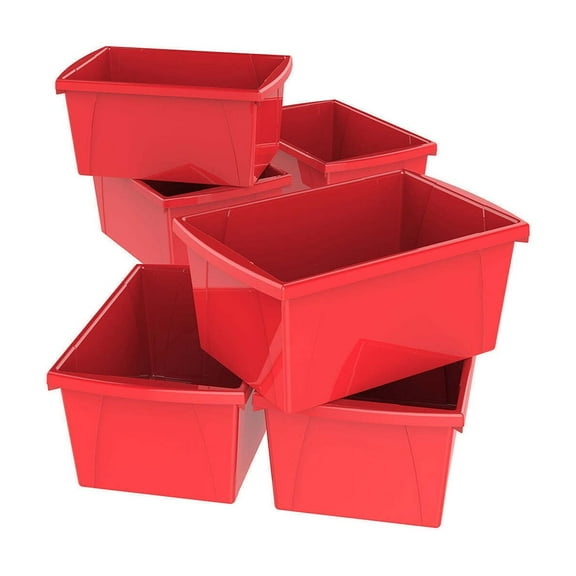 Storage Bins Set of 6 - 12.5" x 12.5" x 11.5" - Red Organizing Containers