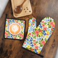 thumbnail image 6 of Pioneer Flower Floral Print Pattern 1-Pack Oven Mitts Set, Heat Resistant Kitchen Gloves, 7.7" X 12", 6 of 6