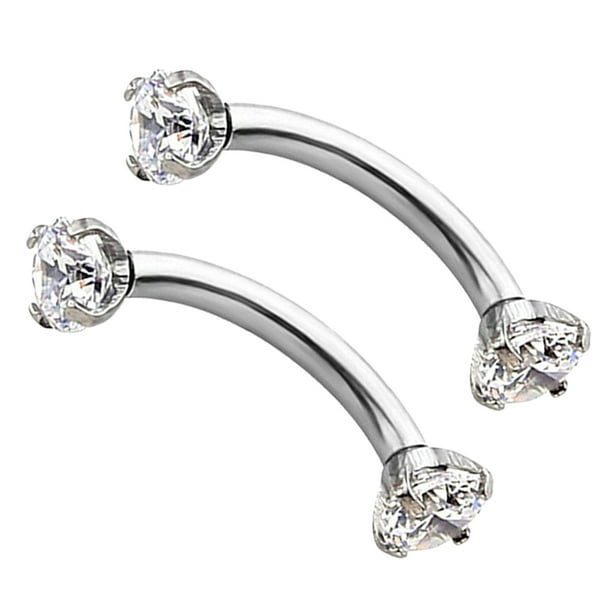 2pcs Labret Labio Ceja Stud Pendientes de lengua Spark Piercing Joyas Blanco SM SunniMix Joyería piercing de la ceja