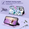 thumbnail image 4 of ULAK Case for iPhone 15 Pro Max Wallet, Kickstand Folio Flip Leather Phone Case with Cards Holder for Apple iPhone 15 Pro Max for Women Girls,Blue Flower, 4 of 9