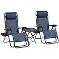 thumbnail image 2 of Outsunny Zero Gravity Chair Set with Side Table, Adjustable & Folding Reclining Lounge Chairs, Anti-Gravity Chairs with Cupholders & Pillows, Blue, 2 of 9