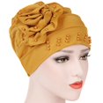 thumbnail image 4 of Bangcool Turban Cap Solid Color Beaded Adjustable Headscarf Hat Head Wrap Cap for Women, 4 of 6