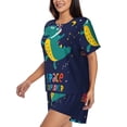 thumbnail image 2 of Naloa Dinosau Space Explorer Women's Short-Sleeved Pajama Set, Loungewear, Summer pajamas, Breathable Cozy - Large, 2 of 9