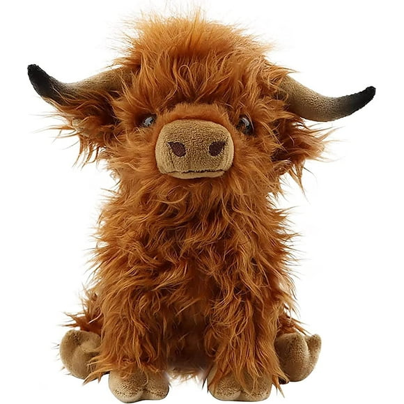 Scottish Highland Cow Plush Animal Plush Toy,Soft Stuffed Bull Plush Cow Toy for Farm Home Decor,Cute Animal Doll Gift for Kids Friends(9.8 inch)