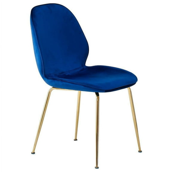 Best Master Mid-Century Velvet Upholstered Dining Side Chair in Blue (Set of 2)