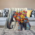 thumbnail image 2 of Chilfamy Elephant Bouquet Flowers Throw Blanket for Couch Sofa Bed Office Travel Camping School Flannel Blanket Super Soft All Seasons Excellent Hand Feel Blanket 50x60in, 2 of 6