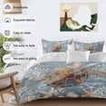 thumbnail image 3 of 3 Piece Blue Sea Turtle Coastal Duvet Cover Set Queen Size,Microfiber Comforter/Quilt Cover with Corner Ties and 2 Pillowcases,Summer Beach Nautical Starfish Coral Soft Bedding with Zipper Closure, 3 of 8