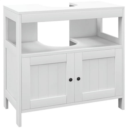YYAo Bathroom Cabinet, Storage Cabinet,Bathroom Under Sink Cabinet with 2 Doors and Open Shelf, Bathroom Vanity, White