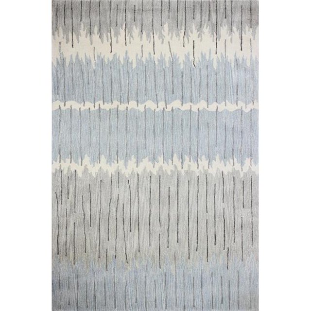 Bashian R129-GYBL-8X10-HG369 7 ft. 9 in. x 9 ft. 9 in. Greenwich Collection Contemporary Wool & Viscose Hand Tufted Area Rug, Grey & Blue