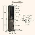 thumbnail image 3 of OKD Freestanding Bathroom Storage Cabinet, Farmhouse 69" Tall Narrow Cabinet with Adjustable Shelves and Metal Handle, Dark Rustic Oak, 3 of 7