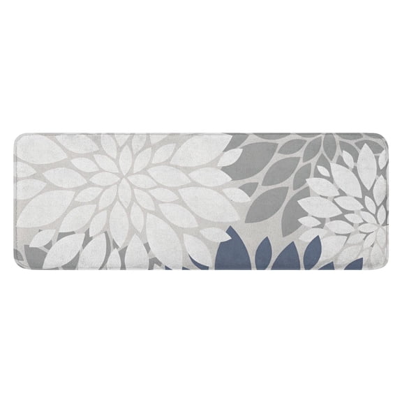 Blue Floral and Petal Pattern Kitchen Rug Mat,Kitchen Runner Rugs Non Skid Washable,Decorative Kitchen Floor Mats for Kitchen,Sink,Laundry,17"x47.2"