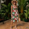 thumbnail image 3 of FUIALDOLG Womens Christmas Dresses Christmas Red Plaid Pattern Dresses Sleeveless Round Neck Tshirt Dresses Breathable Comfort Midi Skirt With Irregular Hem,Beach Party Sundress,L, 3 of 7