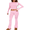 Pink, variant on LYMAYTER Casual Two Piece for Women's Long Sleeve Crew Neck T-shirt High Waist Foldover Flare Pants Sets