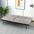 thumbnail image 3 of Futon Sofa Bed, Modern Convertible Memory Foam Sleeper Sofa, Adjustable Backrest, Grey, 3 of 9