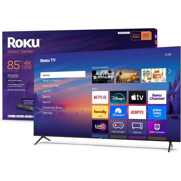 Restored Roku Smart TV – 85-Inch Select Series, 4K HDR TV – Roku TV with Enhanced Voice Remote
