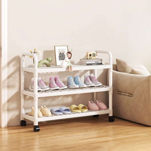 Amzcrzy Plastics Storage Rack Plastics Durabled Easy To Install and Disassemble with Wheels for A Movable Shoe Rack and Item Storage Rack Shoe Rack Dresser Dorm Room Essentials Closet Organizer