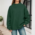thumbnail image 2 of Bysome Women Sweatshirts Solid Color Long Sleeve Mandarin Collar Tops Autumn Thermal Women Sweatshirt Size L Green, 2 of 4