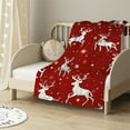 thumbnail image 2 of ARISTURING  Flannel Blanket Cozy Bed Blanket Soft Throw Blanket for Couch Sofa, Christmas Elk and Snowflake Texture Red Blankets,Warm and Lightweight, 2 of 6