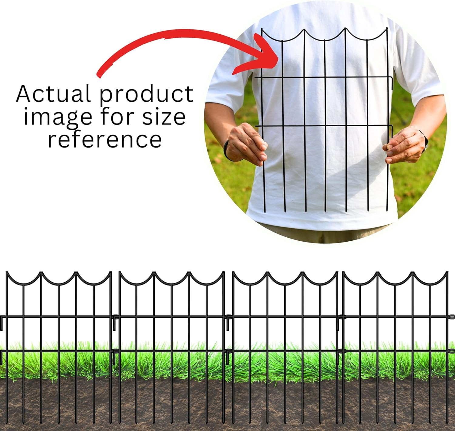 Rustproof Black Metal Garden Fence Border 20 Panels 12in x 16.5in Decorative Pet Barrier for Yard  Outdoor Use