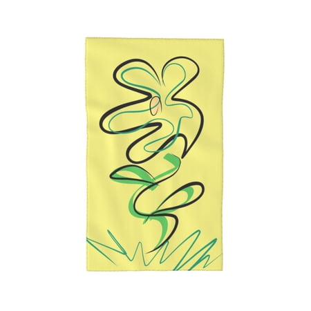 YFYANG Absorbent Towel, Soft Skin-Friendly Yellow Abstract Line Flowers Washcloth Bath Towel, Suitable for All Skin, 27.5 x 16-inch