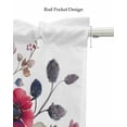 thumbnail image 5 of Purple Floral Linen Curtain Valance for Bedroom/Bathroom/Kitchen/Living/Dining Room Window,Eucalyptus Aesthetic Leaves Botanical White Pocket Topper Drapes Decorative Cafe Drapery Panel 42"x12", 5 of 6