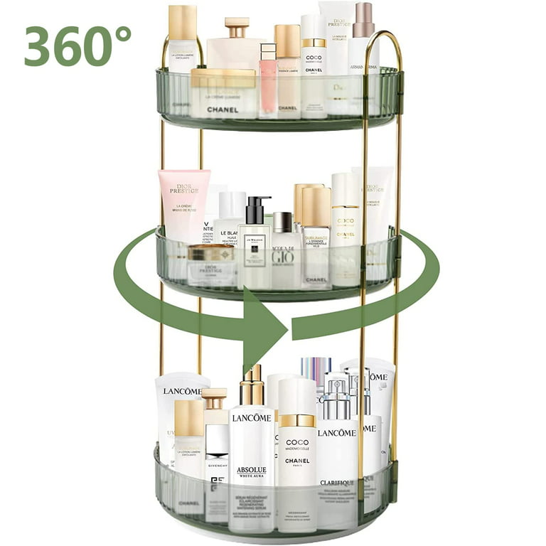 shuang qing Rotating Makeup Organizer for Vanity 2 Tier, High-Capacity  Skincare Clear Make Up Storage Perfume Organizers Cosmetic Dresser  Organizer