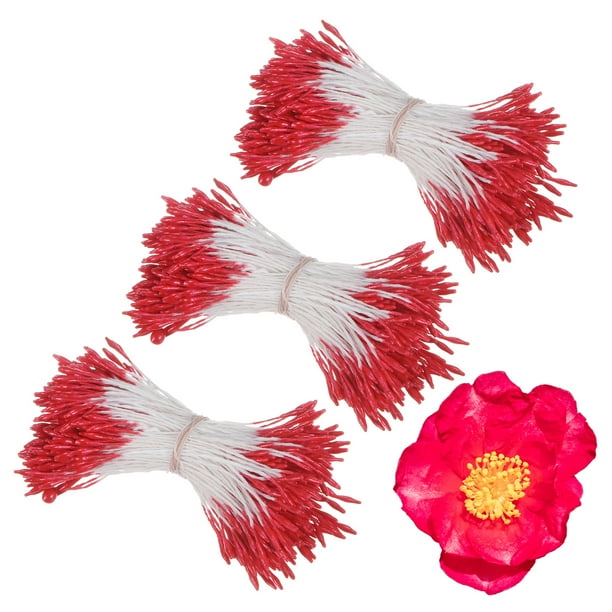 Uxcell 1080 Pack Double Heads Flower Stamen-1mm Artificial Flower Stamen Pistil for DIY Cake Craft(Red)