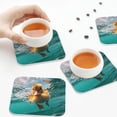 thumbnail image 7 of Pofeuu Underwater Swimming Duck Print Leather Coasters Set of 6, Round Cups Mugs Mat Pad for Home Kitchen Heat Resistant Drink Coasters,Square, 7 of 7