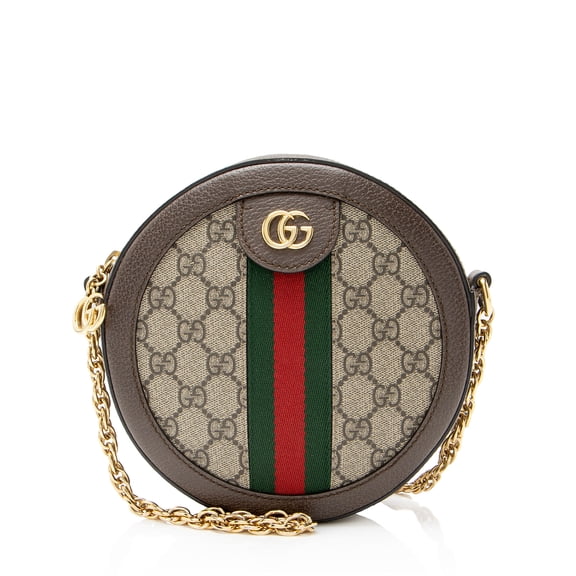 Pre-Owned Gucci GG Supreme Ophidia Round Mini Shoulder Bag