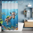 thumbnail image 6 of No Hook Shower Curtains with Snap-in Liner Set, Funny Diving Giraffe Waterproof Hotel Style Bathroom Shower Curtain, Ocean Coastal Coral Fish Marine Life Breathable Mesh Top Bath Curtains 36''x72'', 6 of 9
