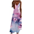 thumbnail image 2 of GaThRRgYP Summer Clearance Womens Dresses,Womens Sling Dress Summer Sleevess Printed V Neck Sexy Casual Long Maxi Dress Purple XXXXXL, 2 of 5