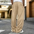 thumbnail image 5 of Mens Joggers, Loose Fit Wide Leg Sweatpants, Elastic Waist Casual Daily Jogger Trousers With Pockets Khaki XL, 5 of 5
