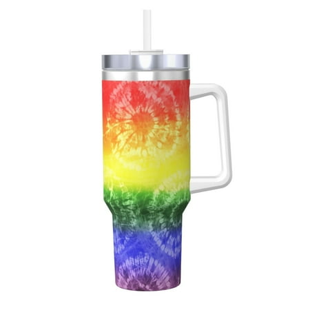 

Goofa Colorful Tie Dye Print 40oz Ice Bully With Handle And Straw Stainless Steel Vacuum Insulated Cup And 2 In 1 Straw Lid