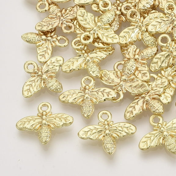 100 pc Alloy Pendants Bee Light golden 13x15.5x2.5mm Hole: 1.5mm