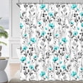 thumbnail image 2 of Ikfashoni Teal Flower Shower Curtain with Hooks,13pc Gray Waterproof Fabric Bathroom Curtain, 72"X72", 2 of 8