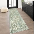 thumbnail image 3 of GLATTICE Runner Rug 2x6 Non Slips Rug Runner Super Soft Kitchen Runner Rug Printed Faux Wool Floral Thin Rugs for Hallway Entryway Laundry Room Bedroom, Sage Green with Ivory Hues, 3 of 7