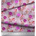 thumbnail image 2 of Soimoi Purple Cotton Poplin Fabric Leaves & Floral Printed Fabric 1 Yard 56 Inch Wide, 2 of 3